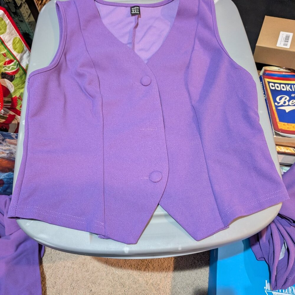 Purple Vest and Wide Leg Pant Set